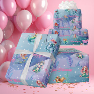 Sparkle Mermaids Birthday Gift Wrapping Paper
