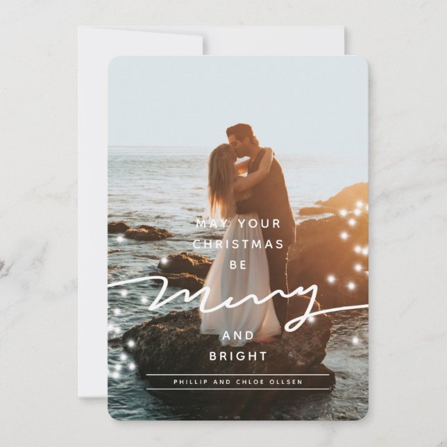 Sparkle Merry and Bright Christmas Photo Holiday Card (Front)