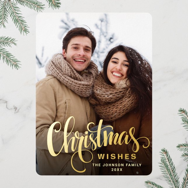 Sparkle Merry Christmas PHOTO Greeting Gold Foil Holiday Card (Creator Uploaded)