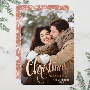 Sparkle Merry Christmas PHOTO Greeting Rose Gold Foil Holiday Card