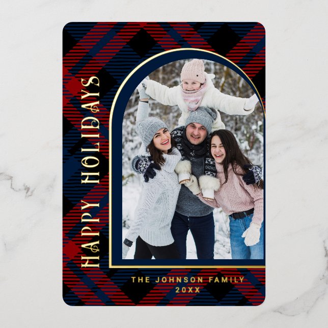 Sparkle Modern Christmas PHOTO Greeting Gold Foil Holiday Card (Front)