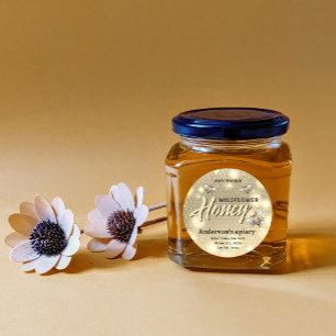 Sparkle modern elegant  honey bees honey jar label