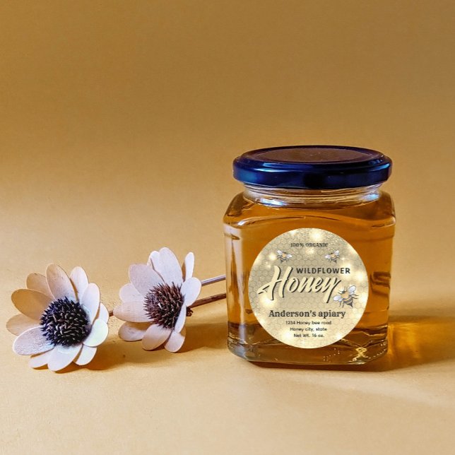 Sparkle modern elegant  honey bees honey jar label (Creator Uploaded)