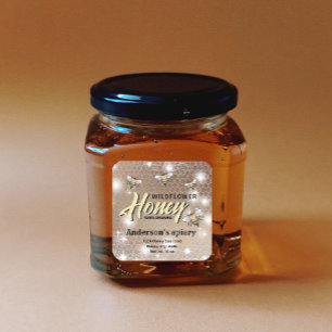 Sparkle modern elegant  honey bees honey jar label