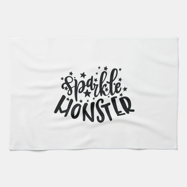 Sparkle Monster Halloween Tea Towel (Horizontal)