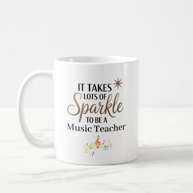 Sparkle Music Teacher Personalised Coffee Mug (Left)