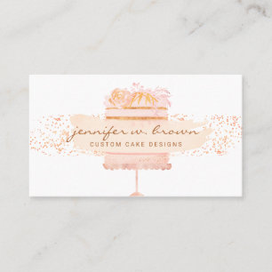 Sparkle Orange Floral Cake Bakery Business Card