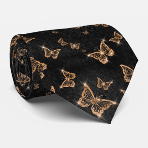 Sparkle Orange Glam Butterflies Tie