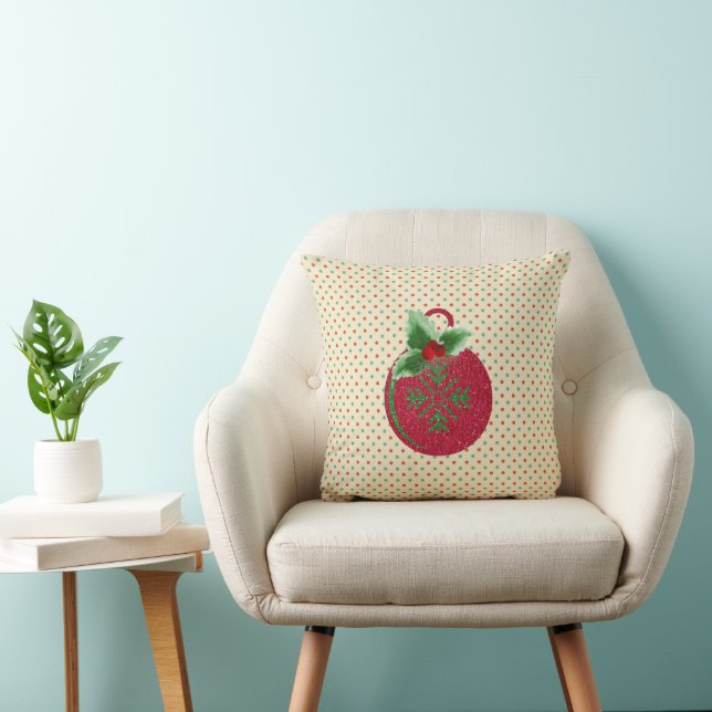 Sparkle Ornament and Polka Dots Holiday Cushion (Chair)