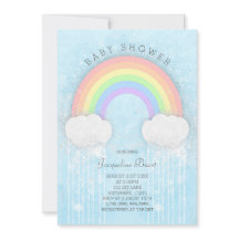 Sparkle Pastel Rainbow Baby Shower Invitation