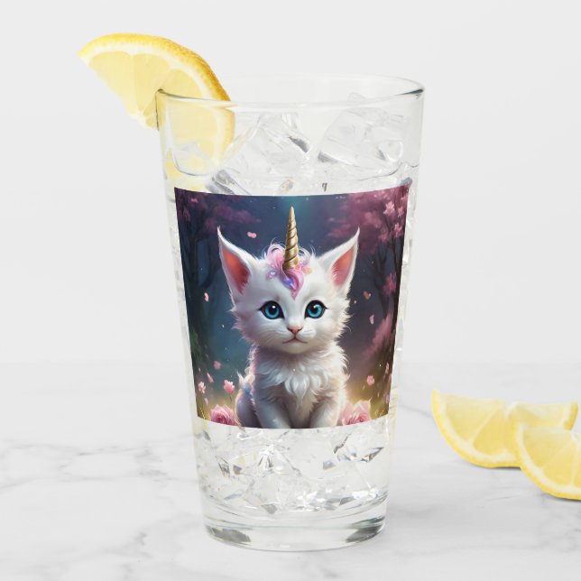 "Sparkle Paws: The Enchanting Unicorn Kitten" Glass (Front Ice)