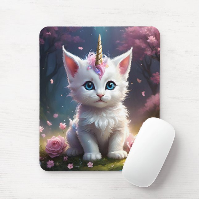 "Sparkle Paws: The Enchanting Unicorn Kitten" Mouse Mat (With Mouse)