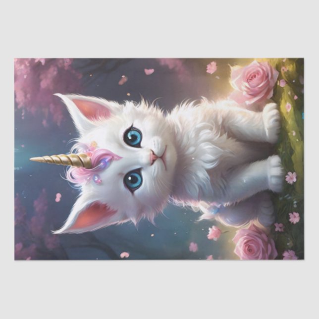 "Sparkle Paws: The Enchanting Unicorn Kitten" Tissue Paper (Front)