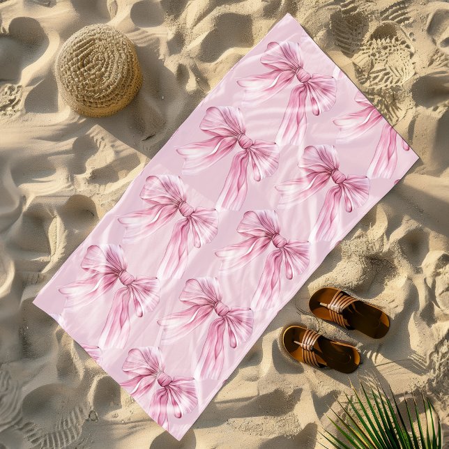 Sparkle Pink Coquette Bow 1st Beach Towel (Creator Uploaded)