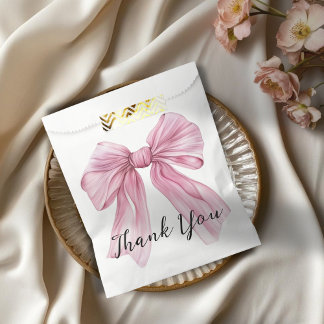 Sparkle Pink Coquette Bow 1st Favour Bags