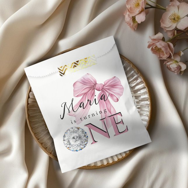 Sparkle Pink Coquette Bow 1st Favour Bags (Creator Uploaded)