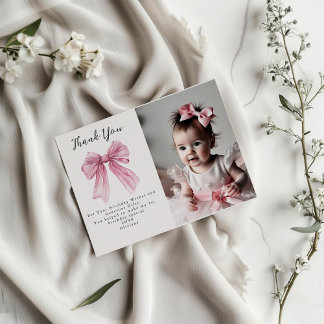 Sparkle Pink Coquette Bow 1st Invitation