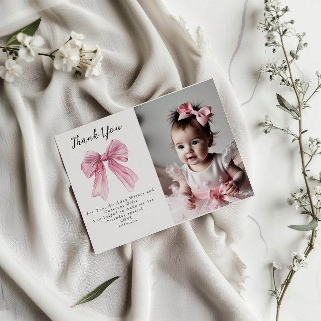 Sparkle Pink Coquette Bow 1st Invitation (Creator Uploaded)