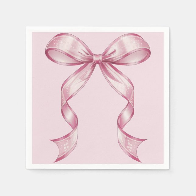 Sparkle Pink Coquette Bow 1st Napkin (Front)