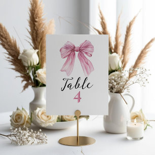 Sparkle Pink Coquette Bow 1st Table Number