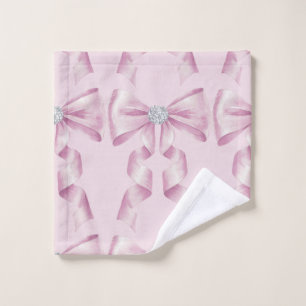 Sparkle Pink Coquette Bow 1st Wash Cloth