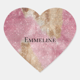 Sparkle Pink Cream Gold Cowgirl Cowhide   Heart Sticker