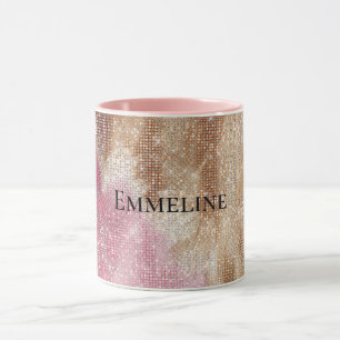 Sparkle Pink Cream Gold Cowgirl Cowhide Mug