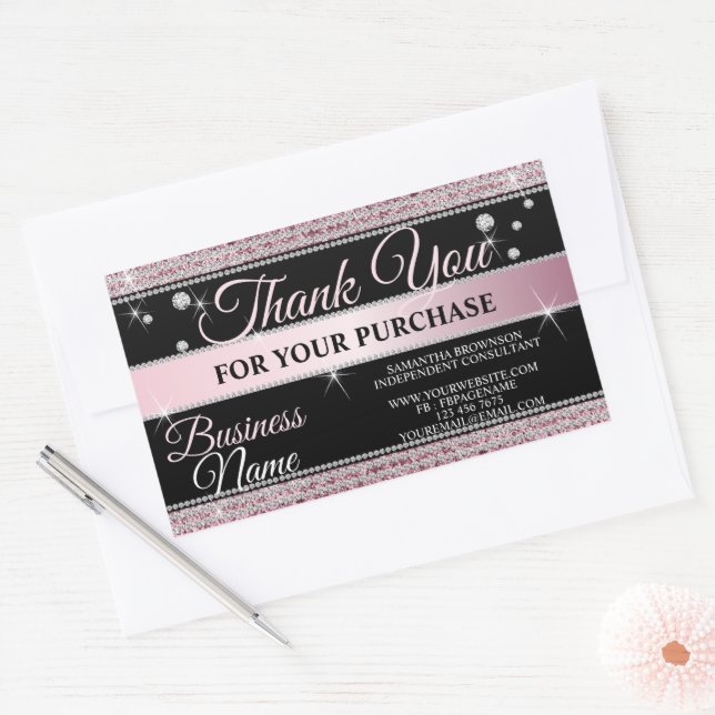 Sparkle Pink Diamond Jewellery Store Boutique Girl Rectangular Sticker (Envelope)