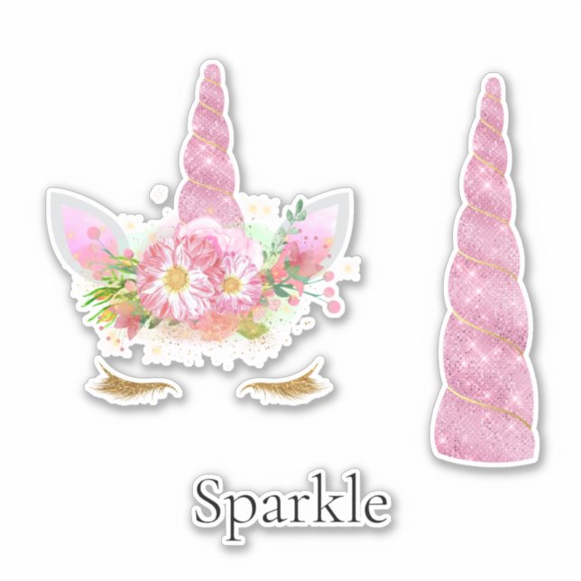 Sparkle Pink Gold Glam Stars Unicorn Birthday (Front)
