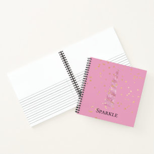 Sparkle Pink Gold Glam Stars Unicorn  Notebook