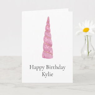 Sparkle Pink Gold Glam Unicorn Birthday  Card