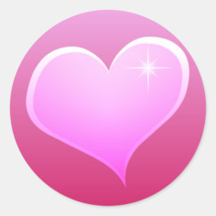 Sparkle Pink Heart Classic Round Sticker