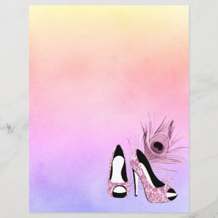 Sparkle Pink Pumps Fancy  Scrapbook Paper