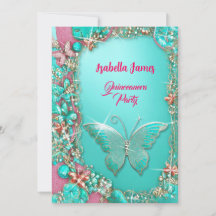 sparkle pink turquoise gold jewels Butterflies
