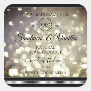 Sparkle Platinum Glitter Product Label Jewels Logo