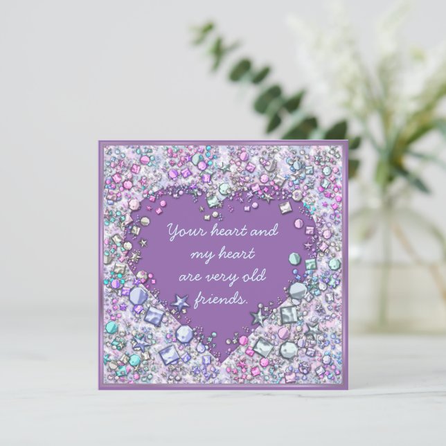 Sparkle precious gems heart quote holiday card (Standing Front)
