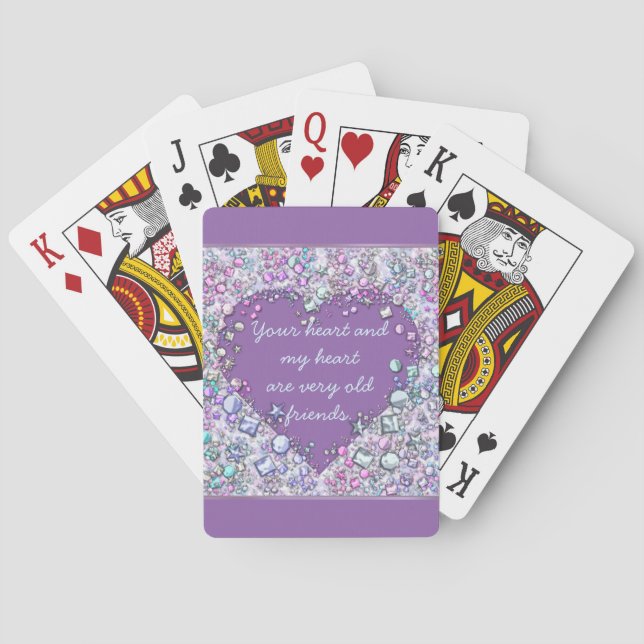 Sparkle precious gems heart quote playing cards (Back)