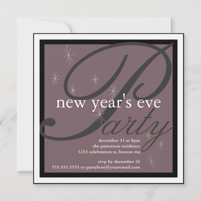 Sparkle Pretty New Years Eve Party Invitation (Front)