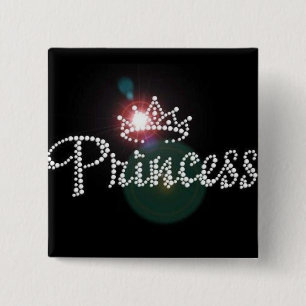 Sparkle Princess Crown Birthday, Custom, 15 Cm Square Badge