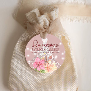 Sparkle princess diamond dress floral quinceanera classic round sticker