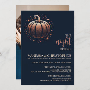 Sparkle Pumpkin Night Before Wedding Rehearsal Invitation