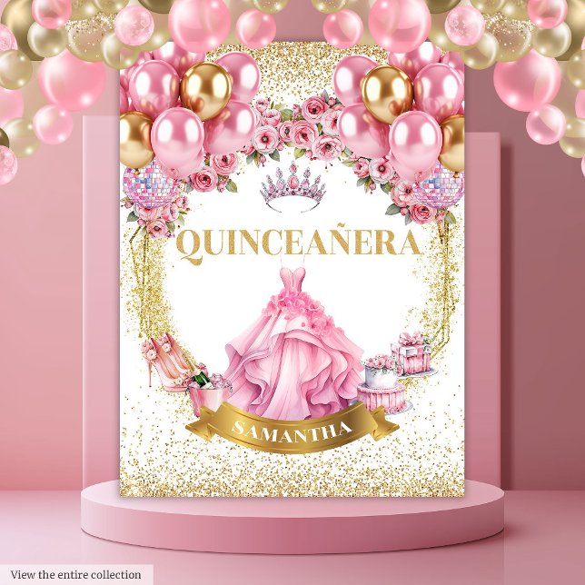 Sparkle Quinceañera Tapestry Pink Gold Glam Look (Sparkle Quinceañera Tapestry Pink Gold Glam Look

)