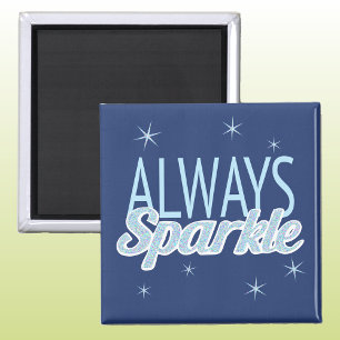 Sparkle quote blue glitter effect text magnet