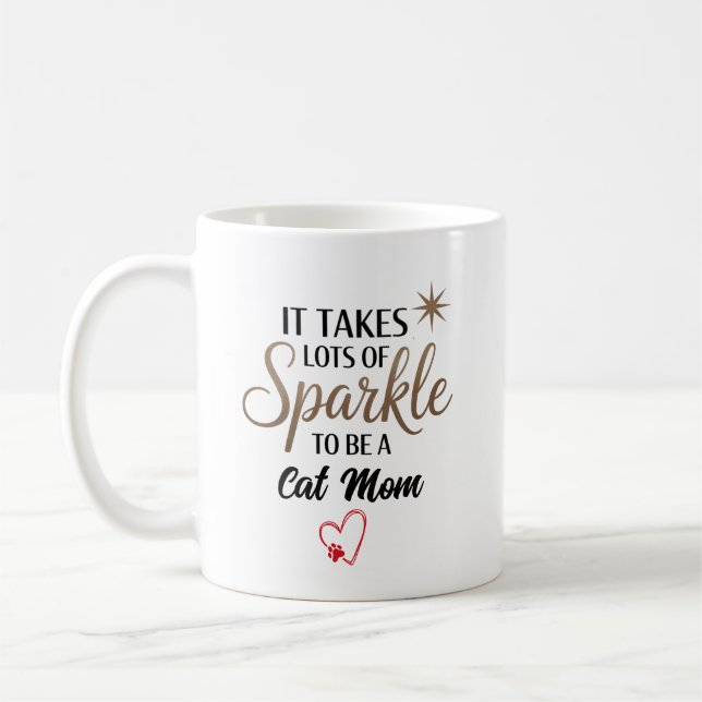 ✨ Sparkle Quote Gift for Cat Mum Coffee Mug (Left)