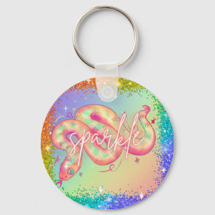 sparkle rainbow snake keychain