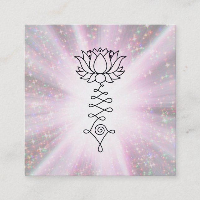 *~* Sparkle Rays Healing Reiki Energy Lotus Square Business Card (Front)