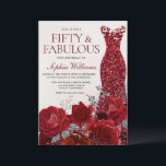 Sparkle Red Dress & Roses 50th Birthday Shimmer Invitation<br><div class="desc">Sparkle Red Dress & Roses 50th Birthday Shimmer Invitation

See matching collection in Niche and Nest Store

Many thanks</div>