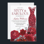 Sparkle Red Dress & Roses 60th Birthday Party Invitation<br><div class="desc">Sparkle Red Dress & Roses 60th Birthday Party Invitation

See matching collection in Niche and Nest Store

Many thanks</div>