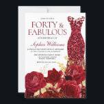 Sparkle Red Dress Roses Gold Leaf 40th Birthday Invitation<br><div class="desc">Sixty & Fabulous! Sparkle Red Dress Roses Gold Leaf 40th Birthday Invitation

See matching collection in Niche and Nest Store

Many thanks</div>
