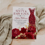 Sparkle Red Dress Roses Gold Leaf 60th Birthday Invitation<br><div class="desc">Sixty & Fabulous! Sparkle Red Dress Roses Gold Leaf 60th Birthday Invitation

See matching collection in Niche and Nest Store

Many thanks</div>